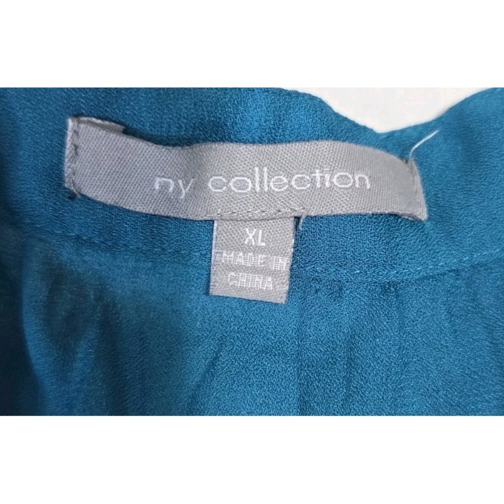 NY Collection Women's XL Teal Blouse - Picture 2 of 6